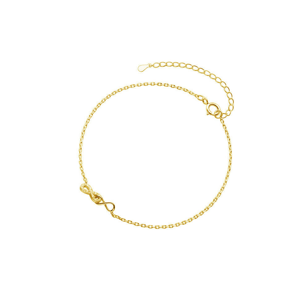 Real 925 Sterling Silver Zircon Infinity Anklet For Women Classic Fine Jewelry MInimalist Accessories Summer