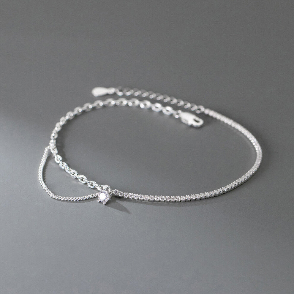 Bracelet On The Leg 925 Sterling Silver Anklets Woman Tennis Chain Foot Tobillera Beach Accessories Barefoot Silver anklets