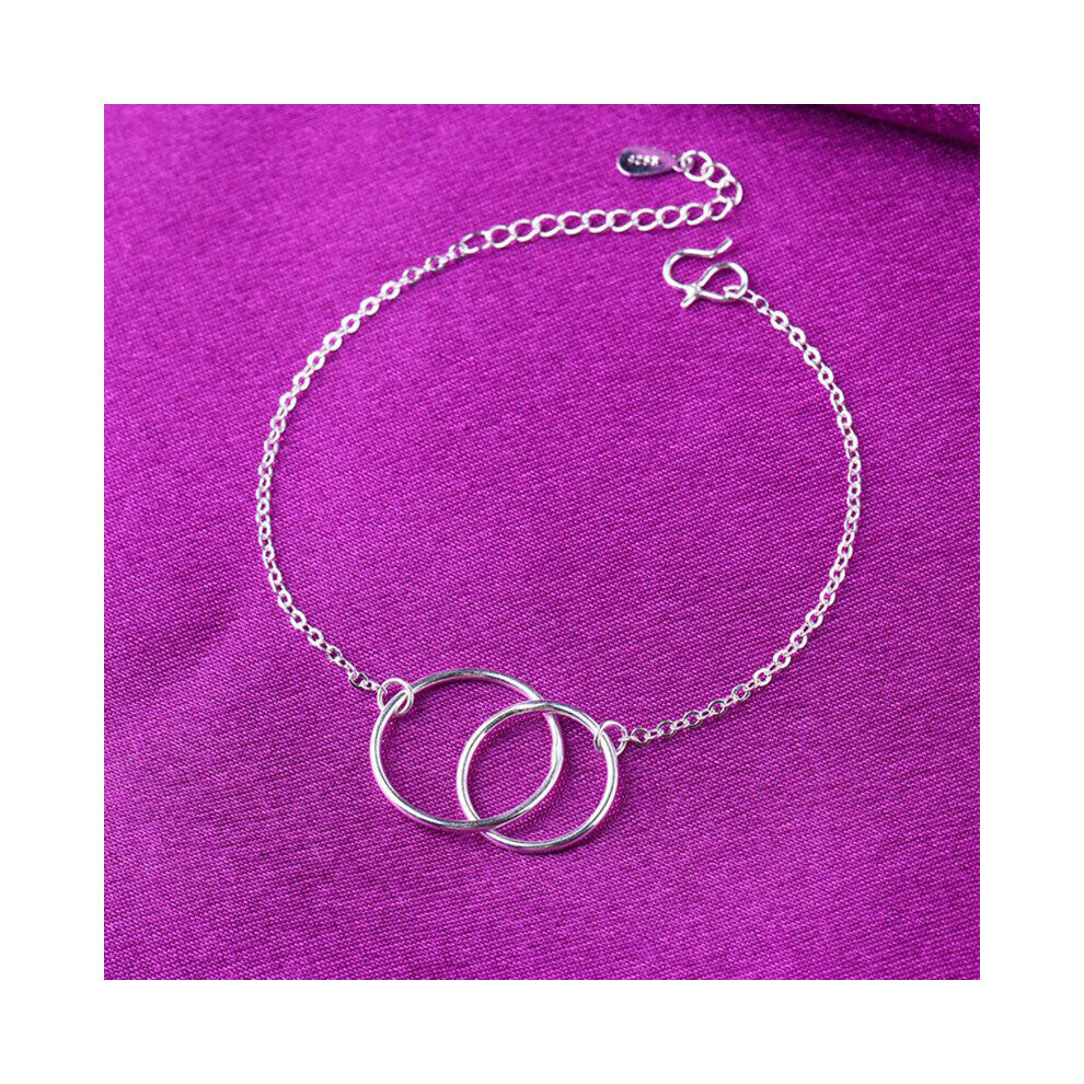 Summer Charming 925 Sterling Silver Anklets Women Double Circle Anklet Foot Jewelry Lady Party Accessories Gift