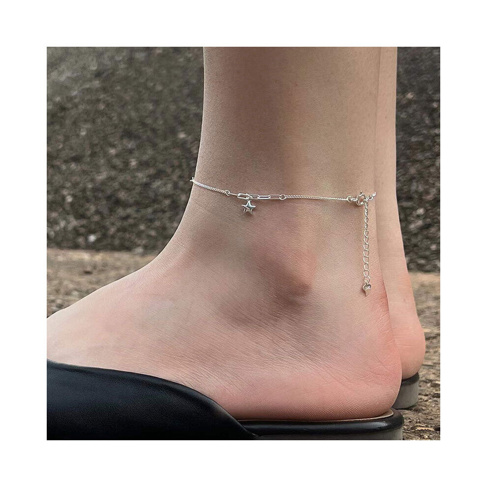 925 Sterling Silver Star Anklets Woman Ankle Bracelet On The Leg Women Beach Accessories Barefoot Jewelry Summer