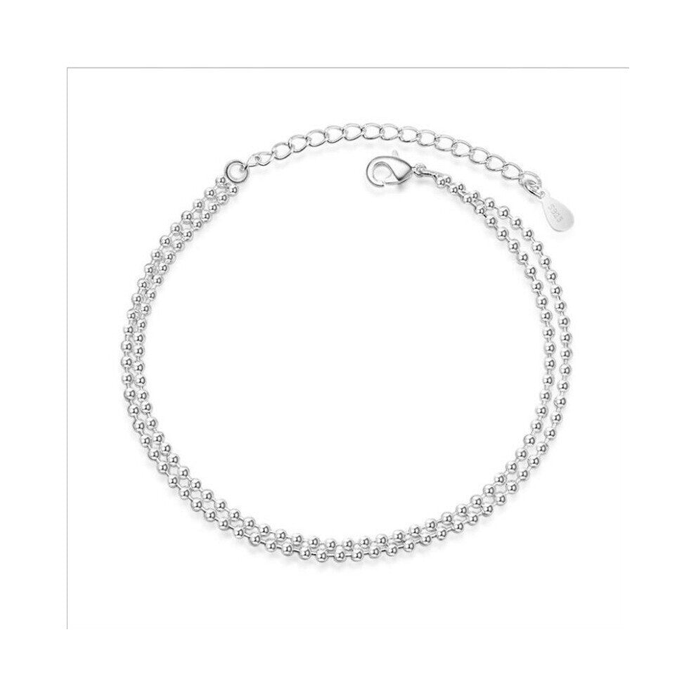 Charm Anklets Silver Jewelry For Women 925 Sterling Silver Anklet Female Accessories Double Layers Ankets Girls