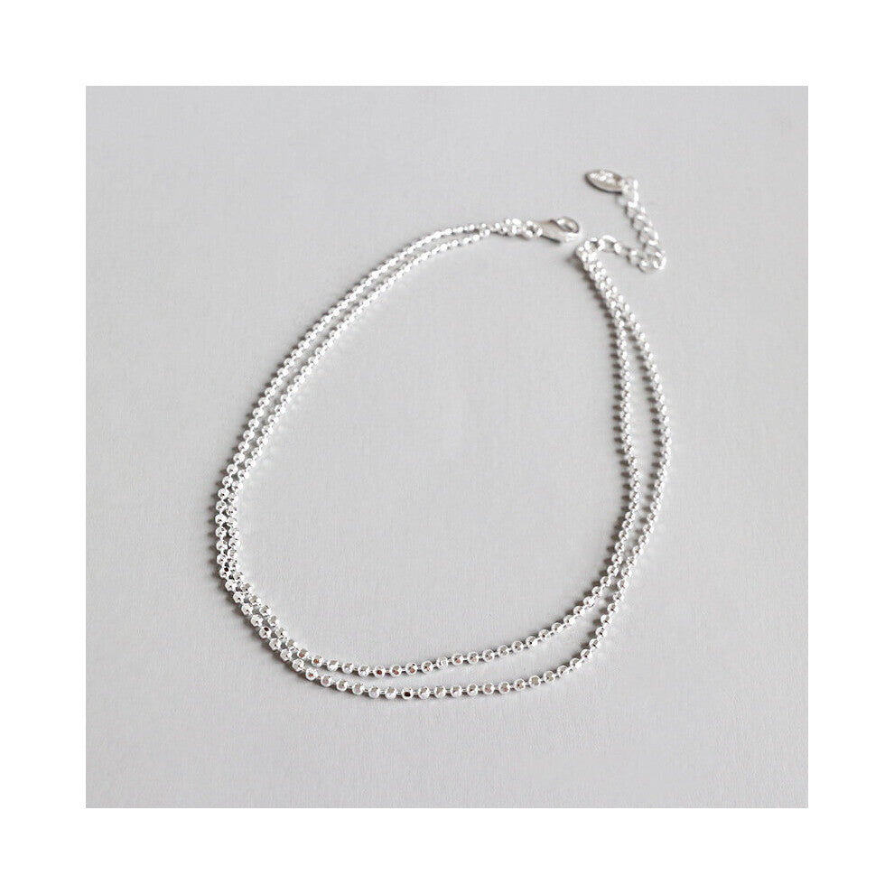 925 sterling silver female ankle foot leg bracelet accessories,simple beads double layered bead chains anklets for women jewelry