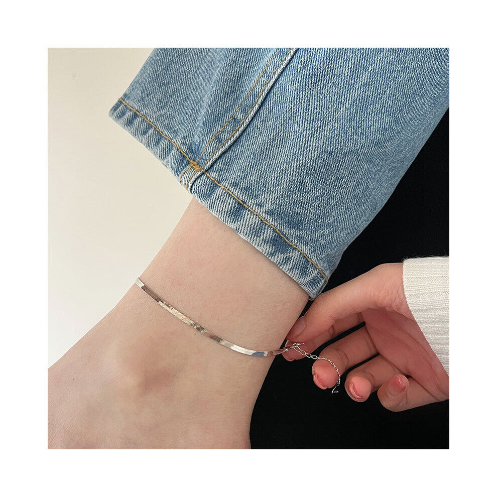 Minimalist 925 Sterling Silver Snake Chain Anklets For Women Foot Bracelet On The Leg Accessories Anklet Jewelry