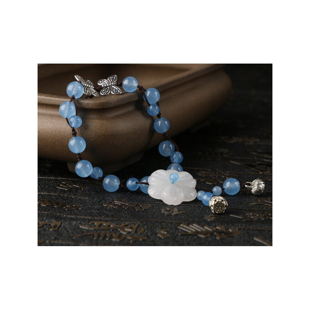 Jade Flower Anklets for Women Gemstones Men Charm Vintage Accessories Jewelry Gift Man Carved Natural Chinese