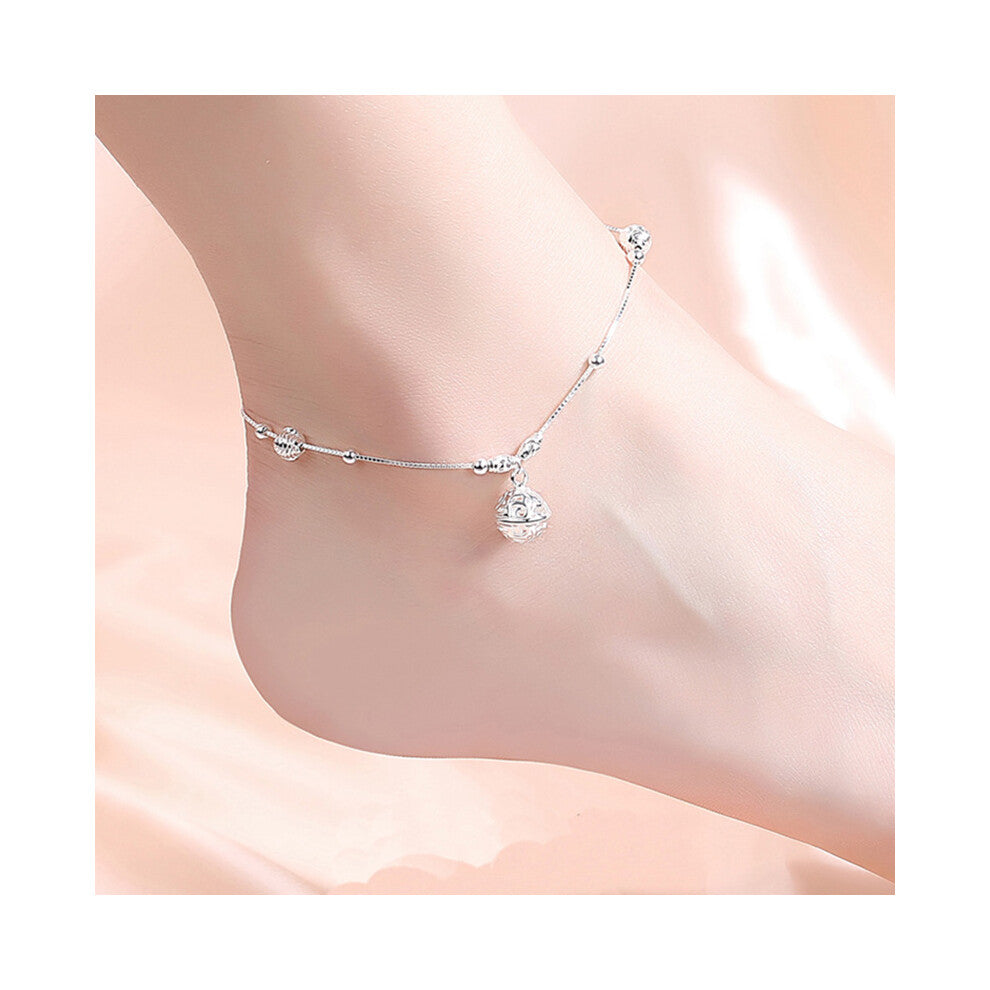 Ruifan 925 Sterling Silver Bell Pendant Summer Anklets for Women Ladies Anklet Chain Fine Jewelry Accessories YBR272