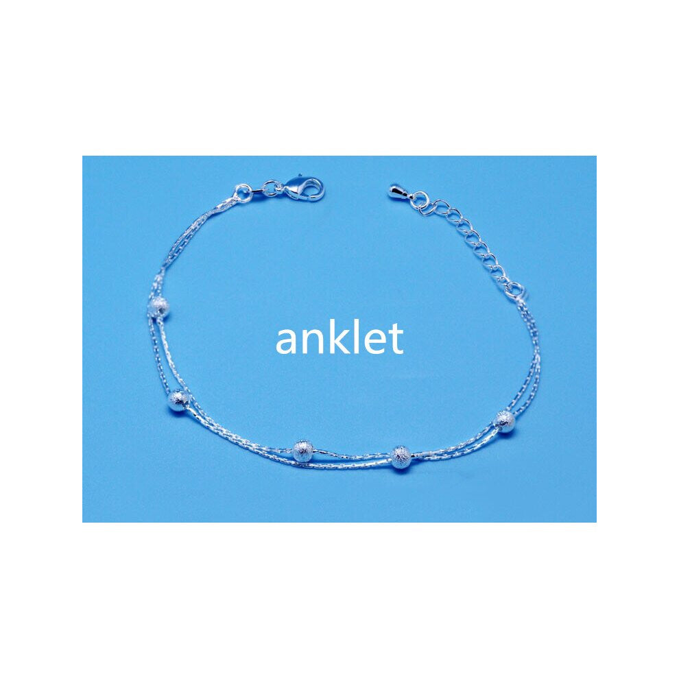 925 Sterling Silver Bracelets For Women Accessories Frosted ball Anklets Female Accessories Charm Girls Bracelets