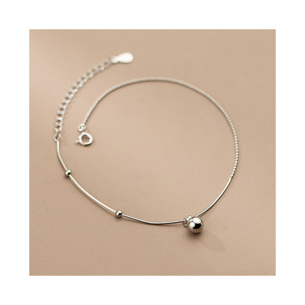 925 Sterling Silver Minimalist Glossy Beads Snake Bone Bell Anklet European Wedding Women Jewelry Accessories