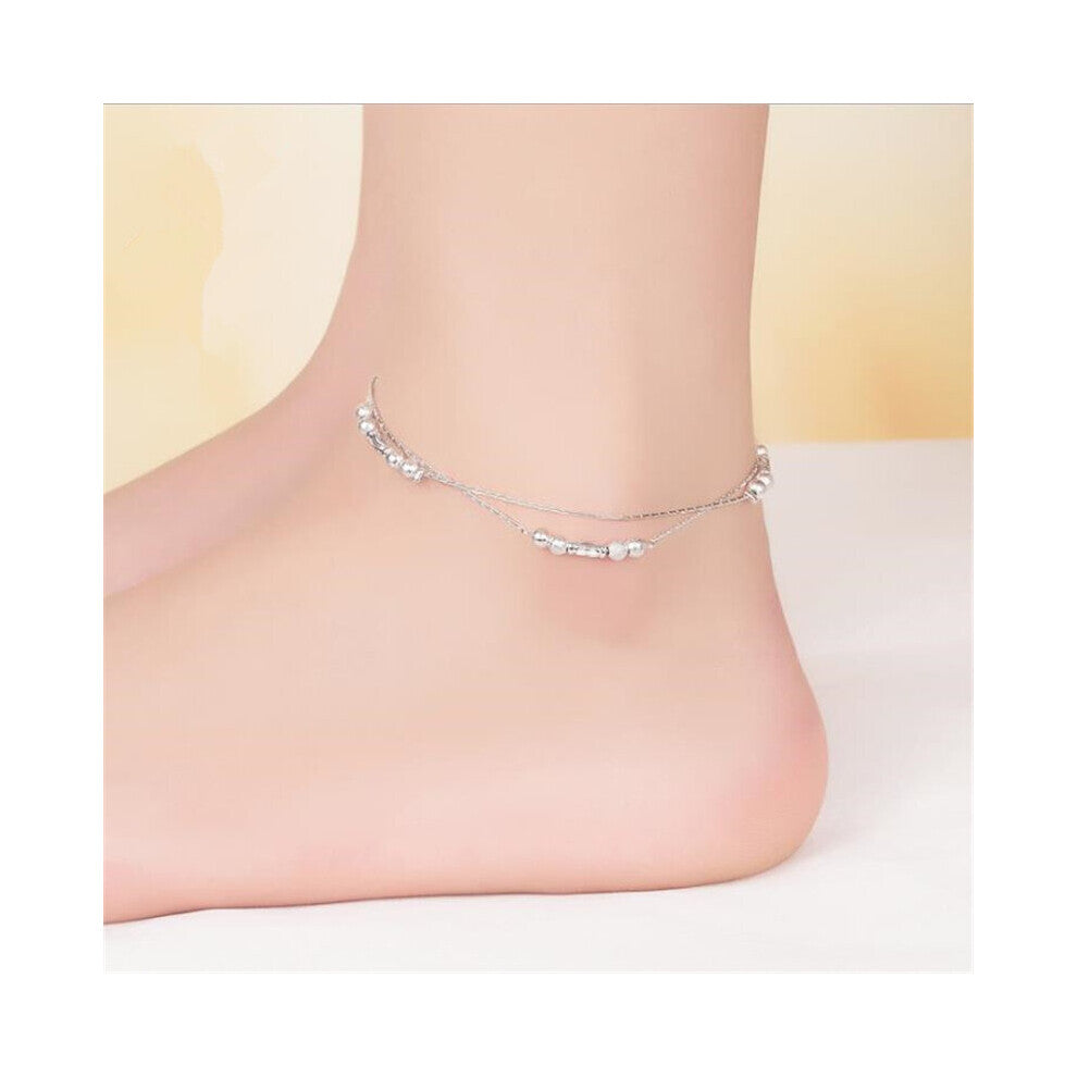 925 Sterling Silver Anklets For Women Lucky Beads Foot Chain Jewelry Female Party Accessories Birthday
