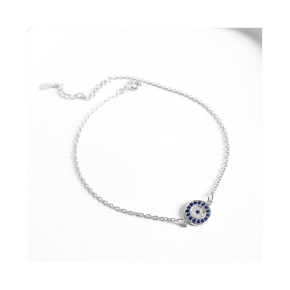 925 Sterling Silver Ankle Bracelet for Women Evil Eye Anklet Barefoot Sandal Leg Chain Foot Jewelry Charm Beach Accessories