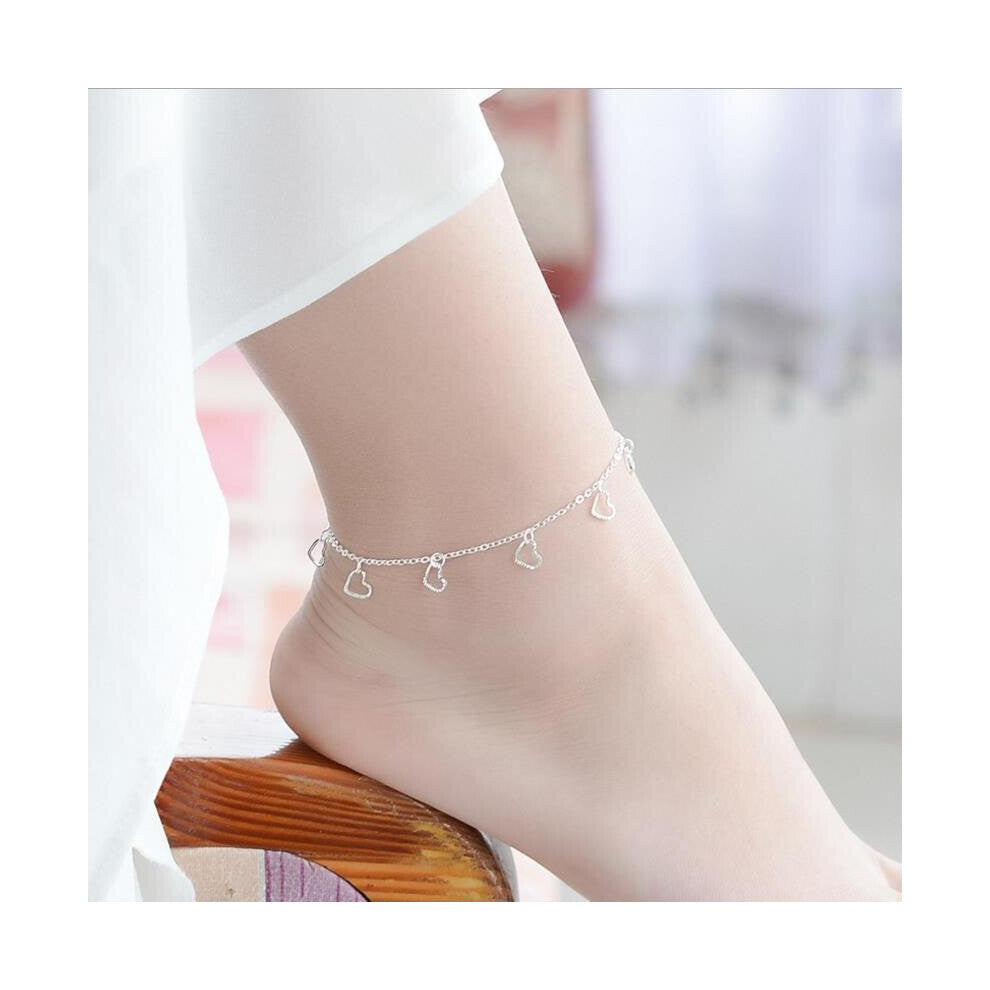 Top 925 Sterling Silver Anklets For Women Accessories Charm Heart Bracelets For Girl Bride Wedding Jewelry