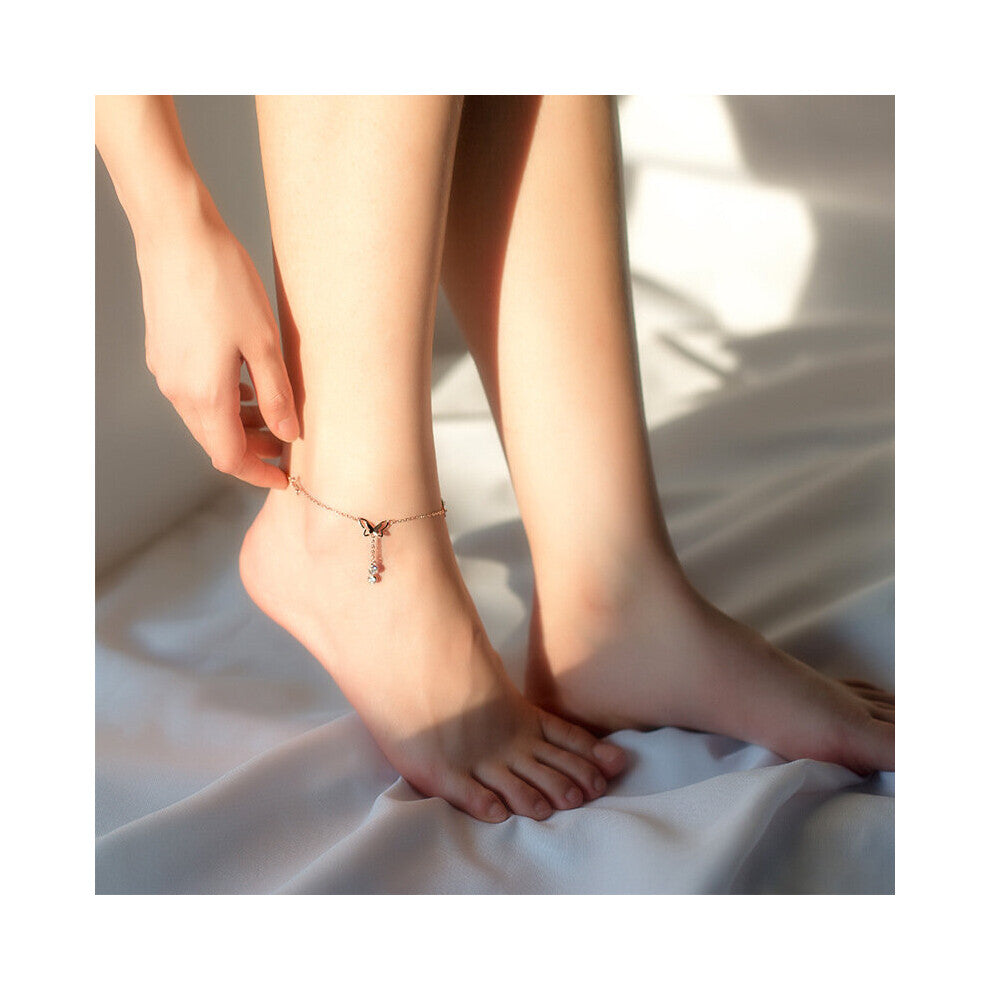 925 Sterling Silver Ankle anklet Butterfly Rose Chains For Jewelry Women Foot Accessories Female Bracelet On The Leg