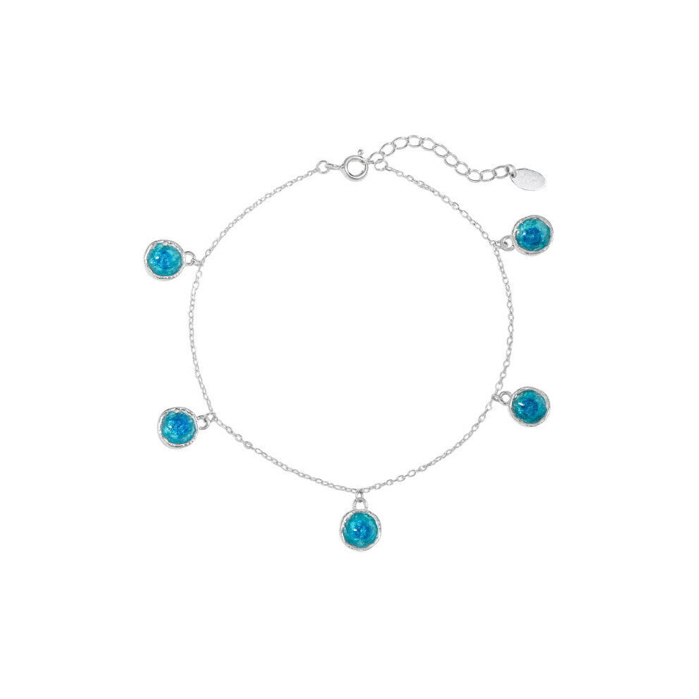 S'STEEL Irregular Round Ankle Bracelets For Women T 925 Sterling Silver Enamel Anklets For Women Beach Accessories Fine Jewelry