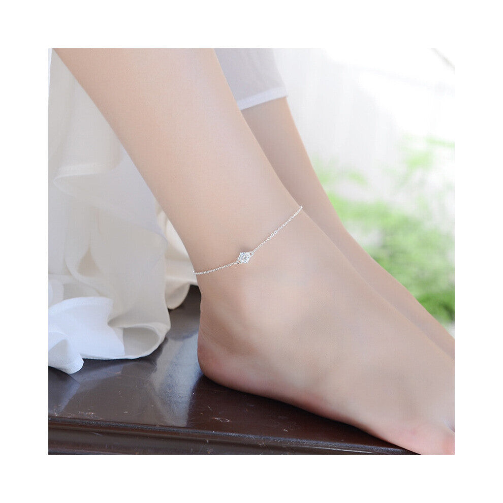 LUKENI Crystal Round Female Anklets Jewelry 925 Sterling Silver Bracelets For Women Birthday Party Accessories