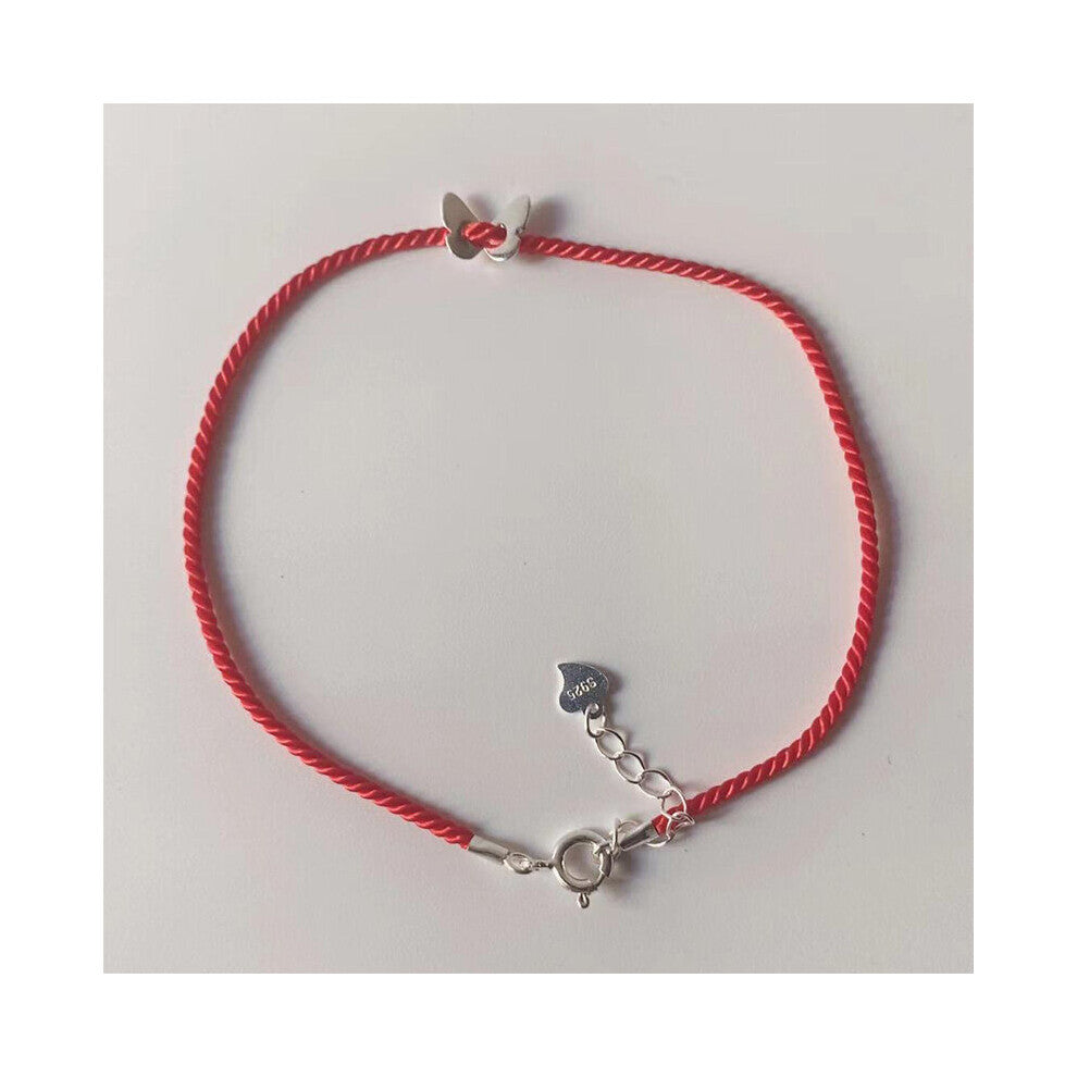 Red String 925 Sterling Silver Butterfly Anklet Bracelet for Women Rope Leg Chain Ankle Jewelry Foot Accessories