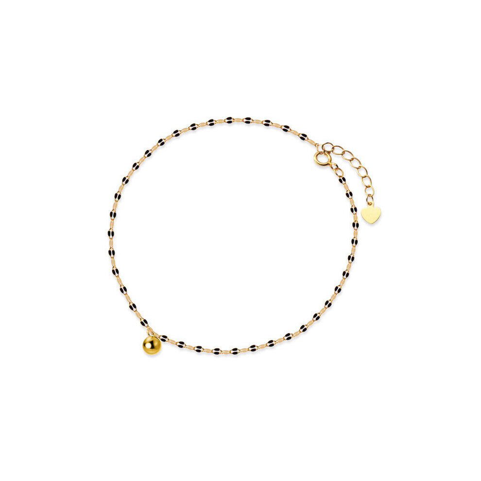 925 Sterling Silver Koean Glossy Round Bead Anklets For Women Personality Summer Rock Party French Beach Foot Jewelry Gift