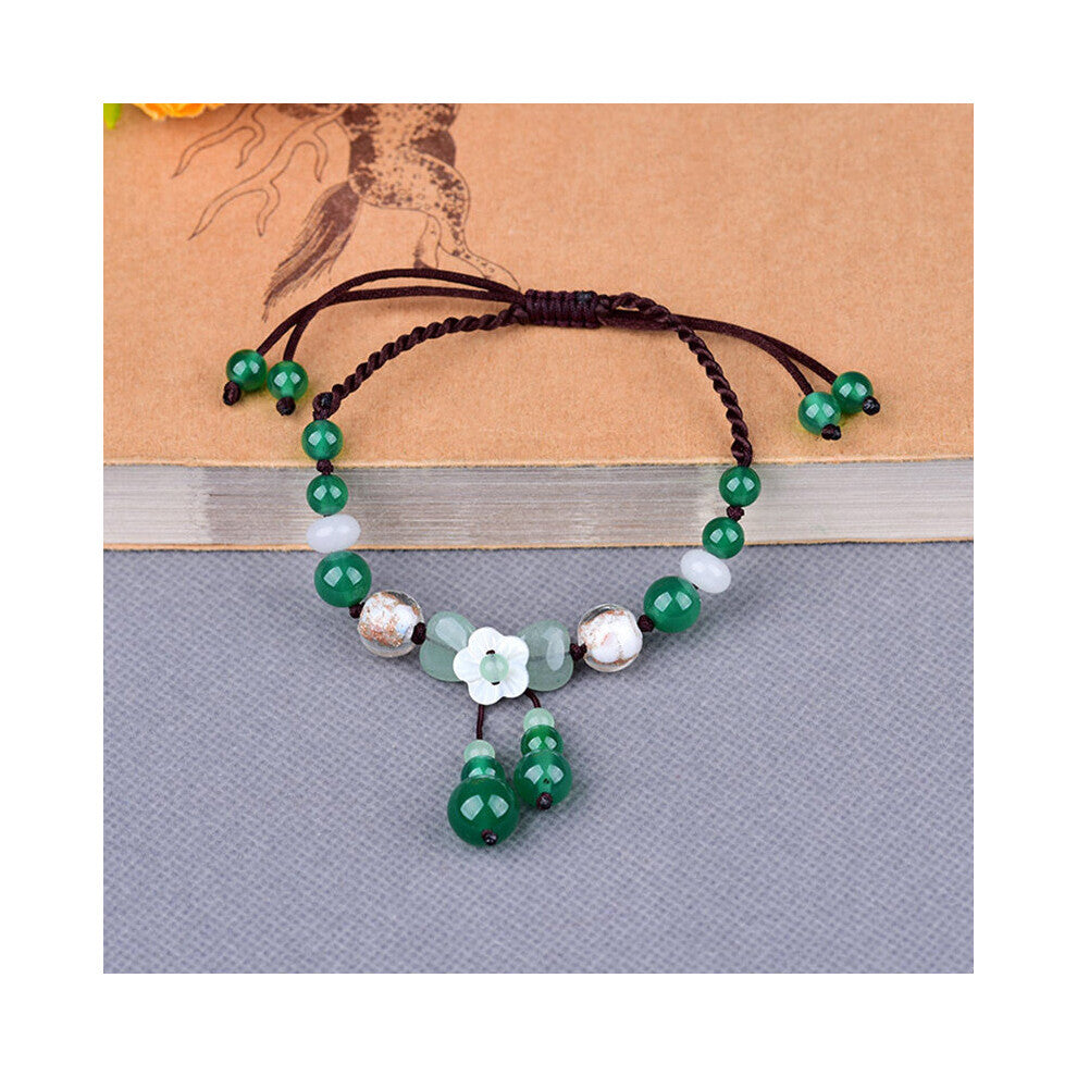 Chinese Style Ethnic Anklet Retro Hand-woven Agate Female Jewelry Accessories Femininity Flower Beads Bare Feet Anklet