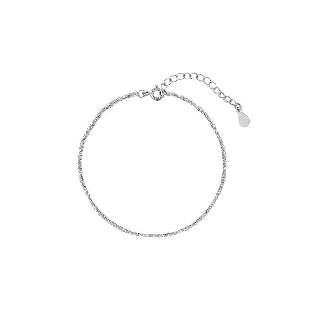 (Silver White-20cm Light Yellow Gold Color) 925 Sterling Silver Female Sweet Anklets Light Small Twine Twist Braid Anklet for Woman Girl Jewelry Brace