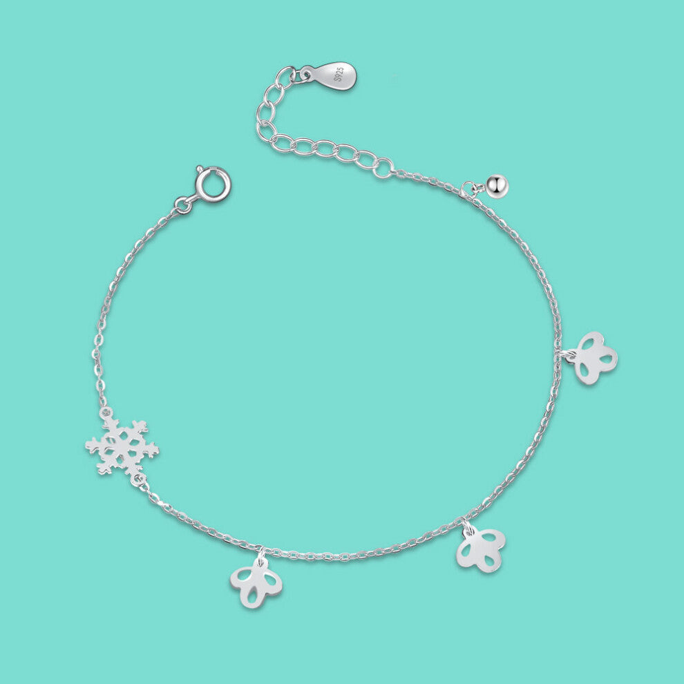 925 Sterling Silver Anklet Flower Pendant Silver Chain Charm Jewelry Summer Beach Ankle Accessories