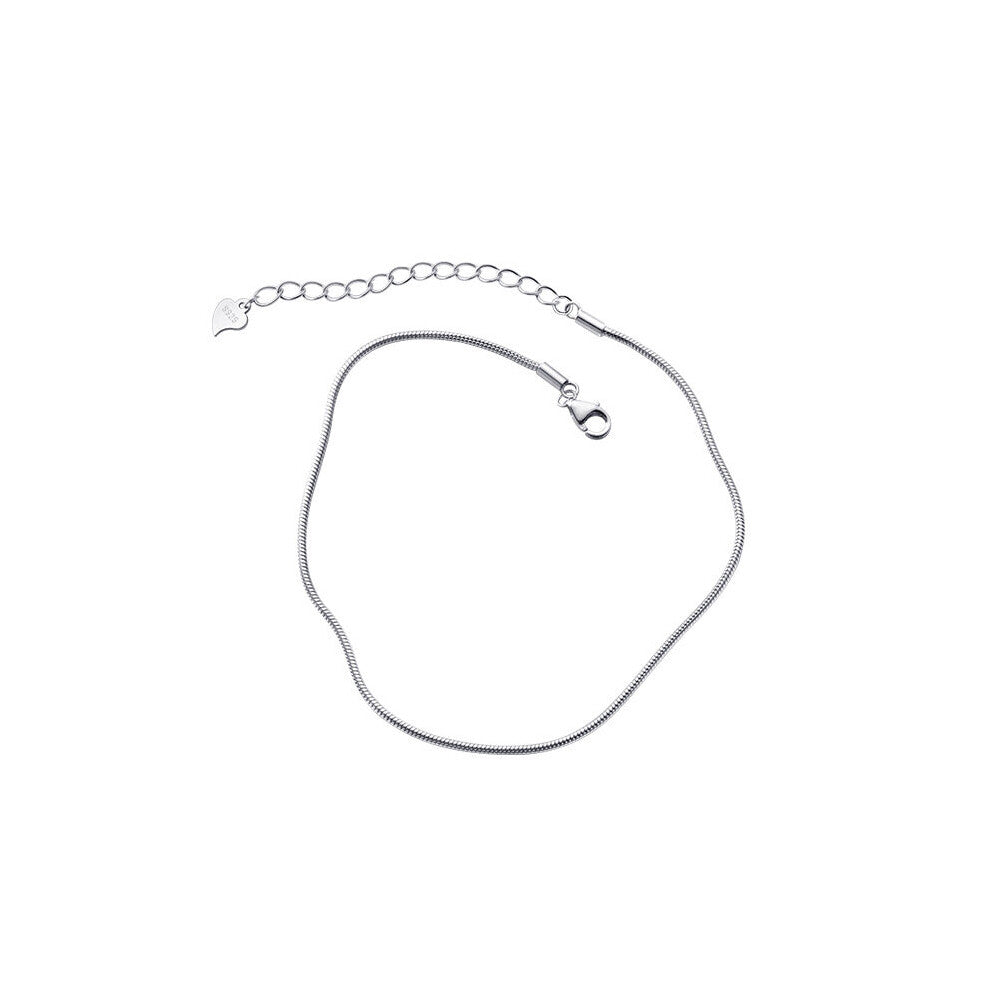 925 Sterling Silver Minimalist Snake Bone Charm Anklet for Womne Summer Beach Party Foot Jewelry Accessories