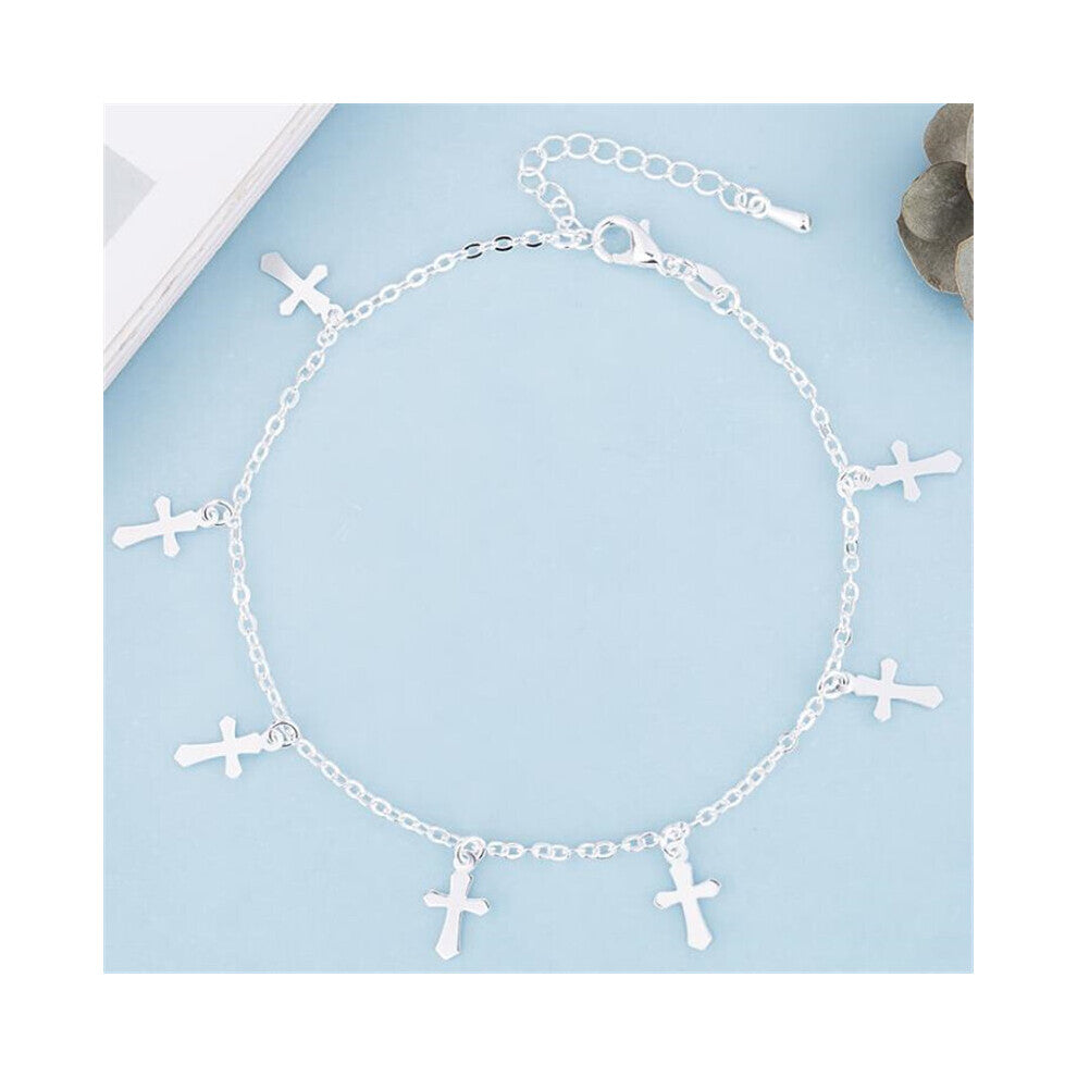 925 Sterling Silver Anklets For Women Little Cross Summer Beach Foot Jewelry Girl Birthday Accessories