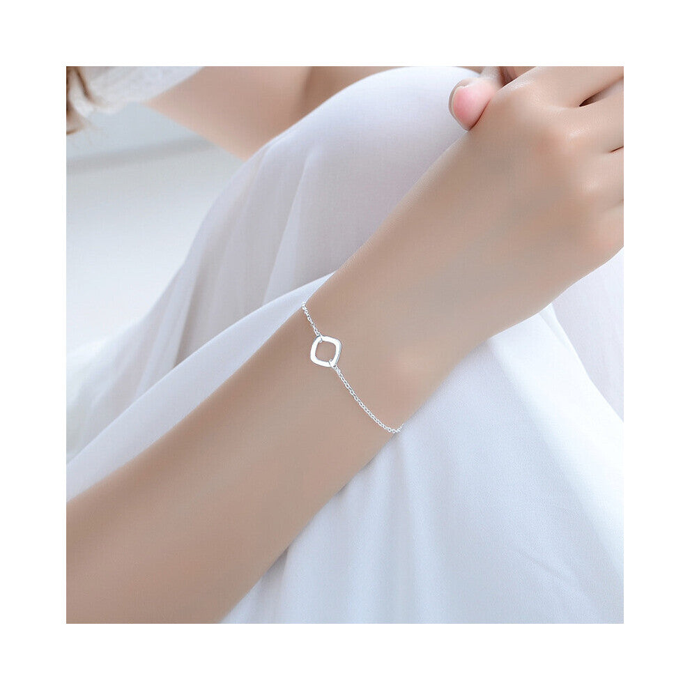 Charm Women Bracelets Silver 925 Jewelry Square Female Silver Anklets For Girl Birthday Party Accessories Lady