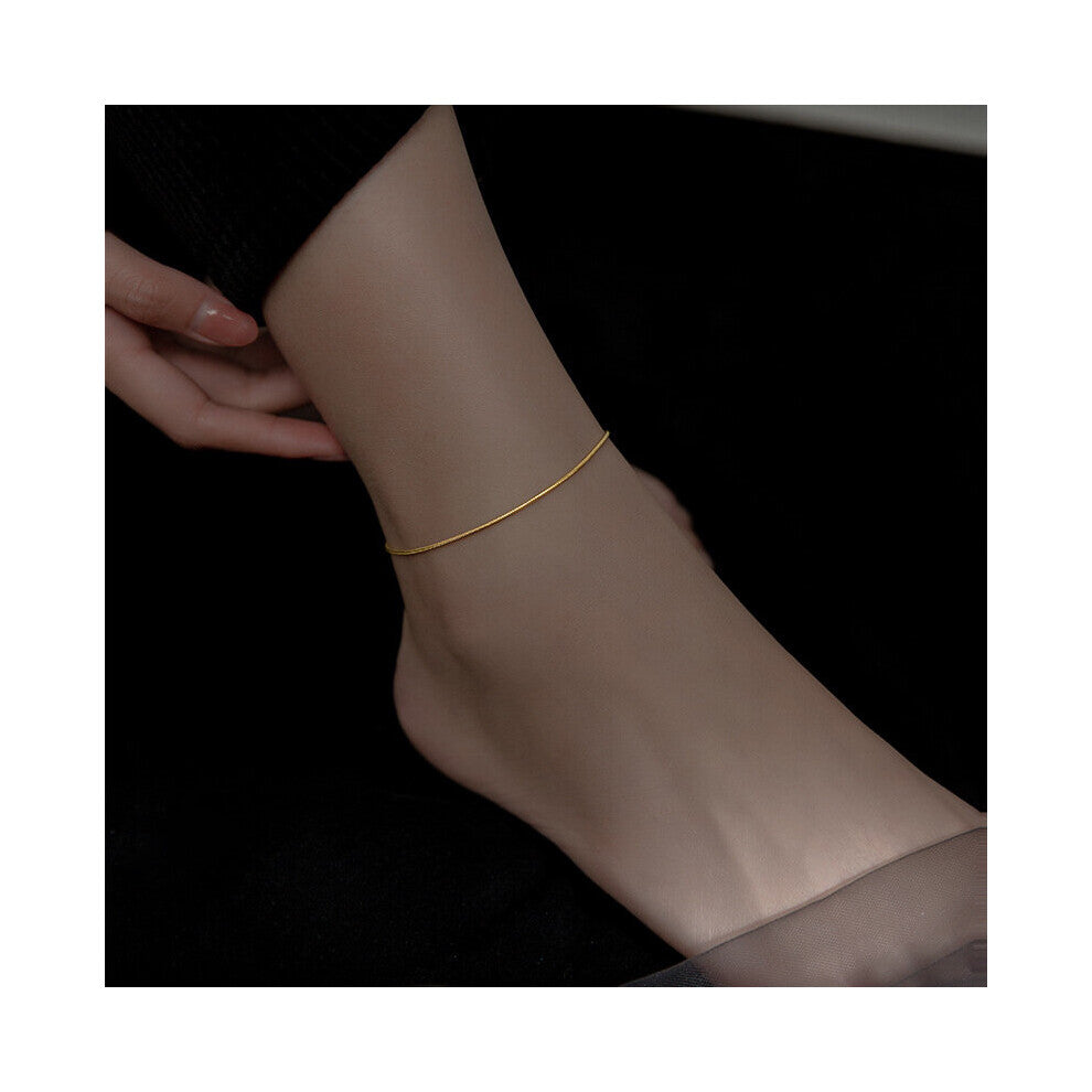 925 Sterling Silver Minimalist Snake Bone Charm Anklet for Womne Summer Beach Party Foot Jewelry Accessories