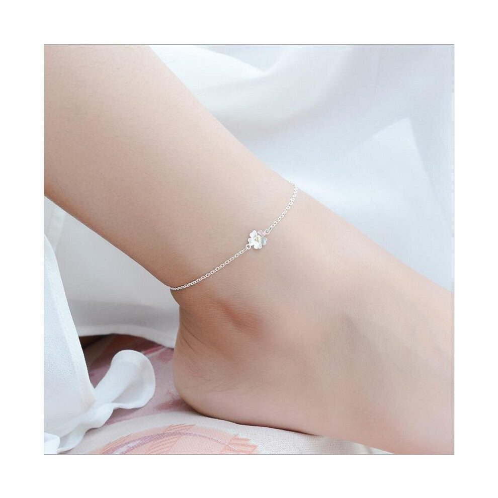 LUKENI Lovely Cherry Blossoms Female Anklets Jewelry Girl 925 Sterling Silver Bracelets For Women Birthday Accessories