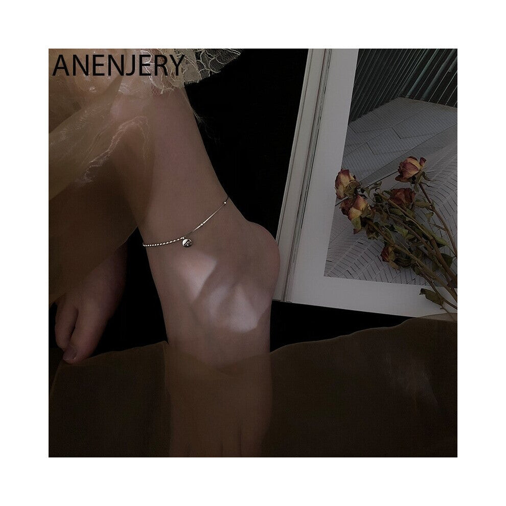 Evimi 925 Standard Silver Lucky Round Disc Ankle Bracelet For Women Foot Accessories Beach Anklet Jewelry S-B429