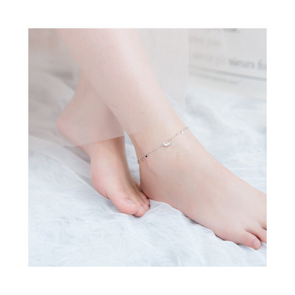 Anklet Bracelet On The Leg Silver 925 For You Women Sterling Ornament Female Chain Jewelry Moon Glossy Star Zircon Gift