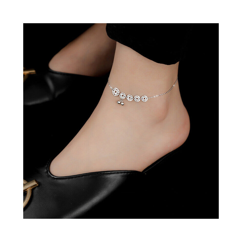 Evimi 925 Standard Silver Anklet Couples Accessories Hollow Geometric Bells Pendant Party Jewelry Birthday Gift