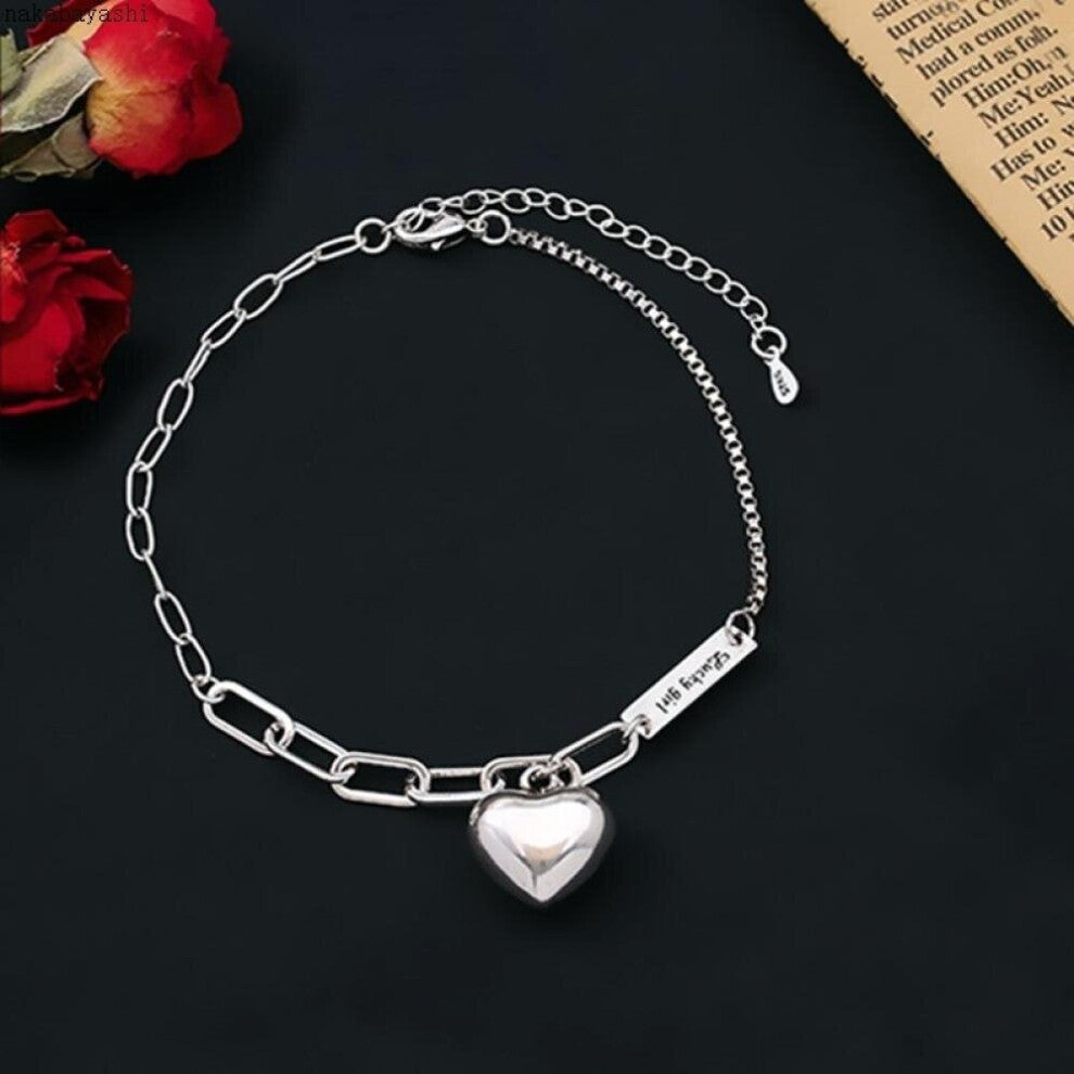 Personality Glossy Love Anklet Female Niche Rectangular Letter Anklet Retro Jewelry