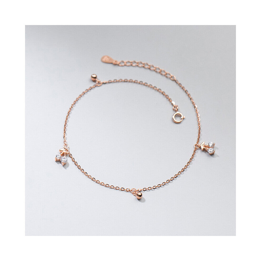 Bracelet On The Leg Chain Female Cherry Anklets Silver 925 Ornament For Women Beach Accessories Jewelry Gift 20.5CM