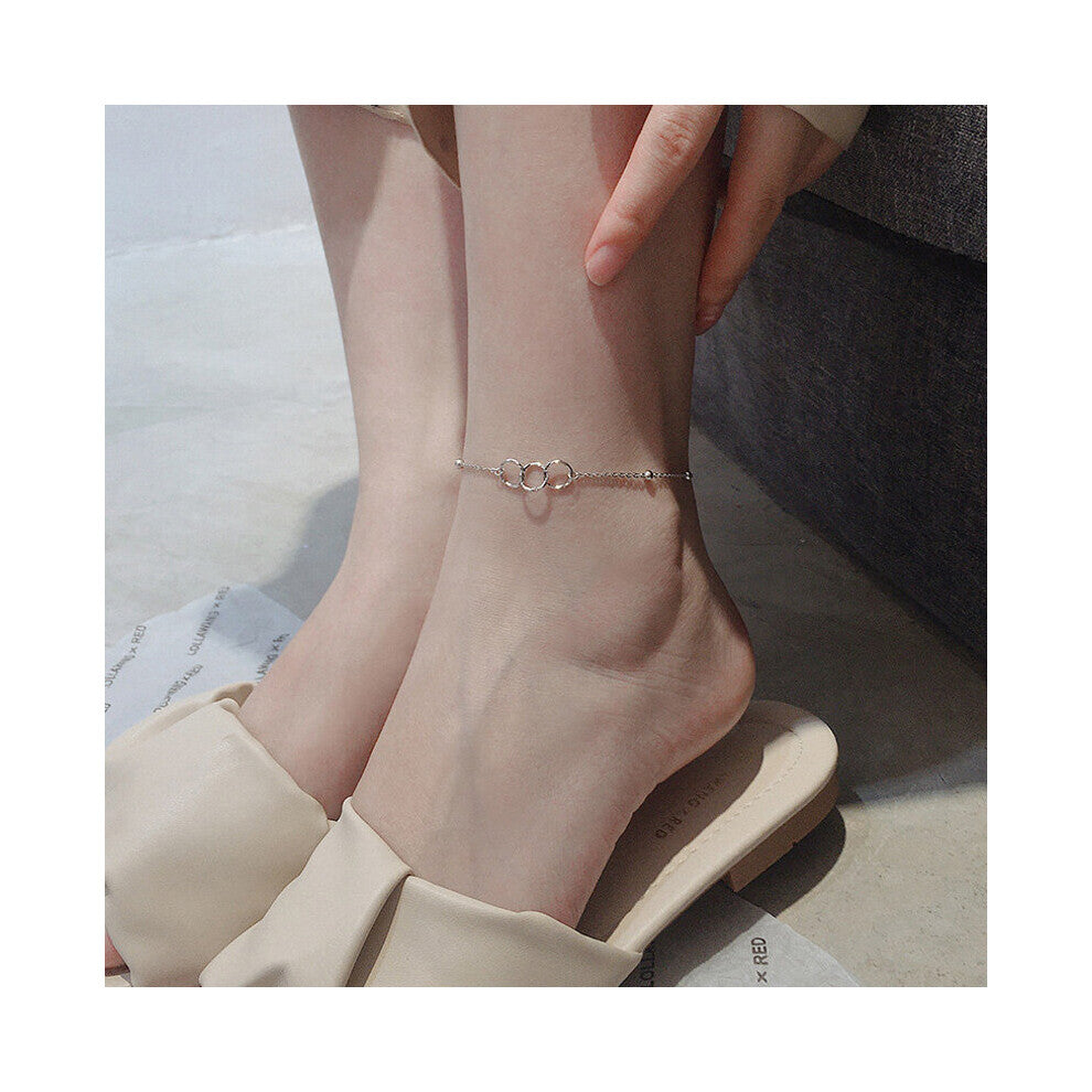 925 Sterling Silver Anklets For Women Party Three Circle Foot Chain Jewelry Girl Daily Accessories Gift