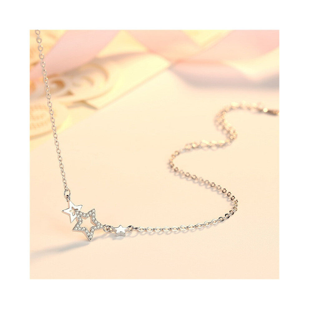 Shining Zircon CZ Star Anklets Female Jewelry Latest 925 Sterling Silver Anklet Accessories Women Princess Chirstmas Gift Lady