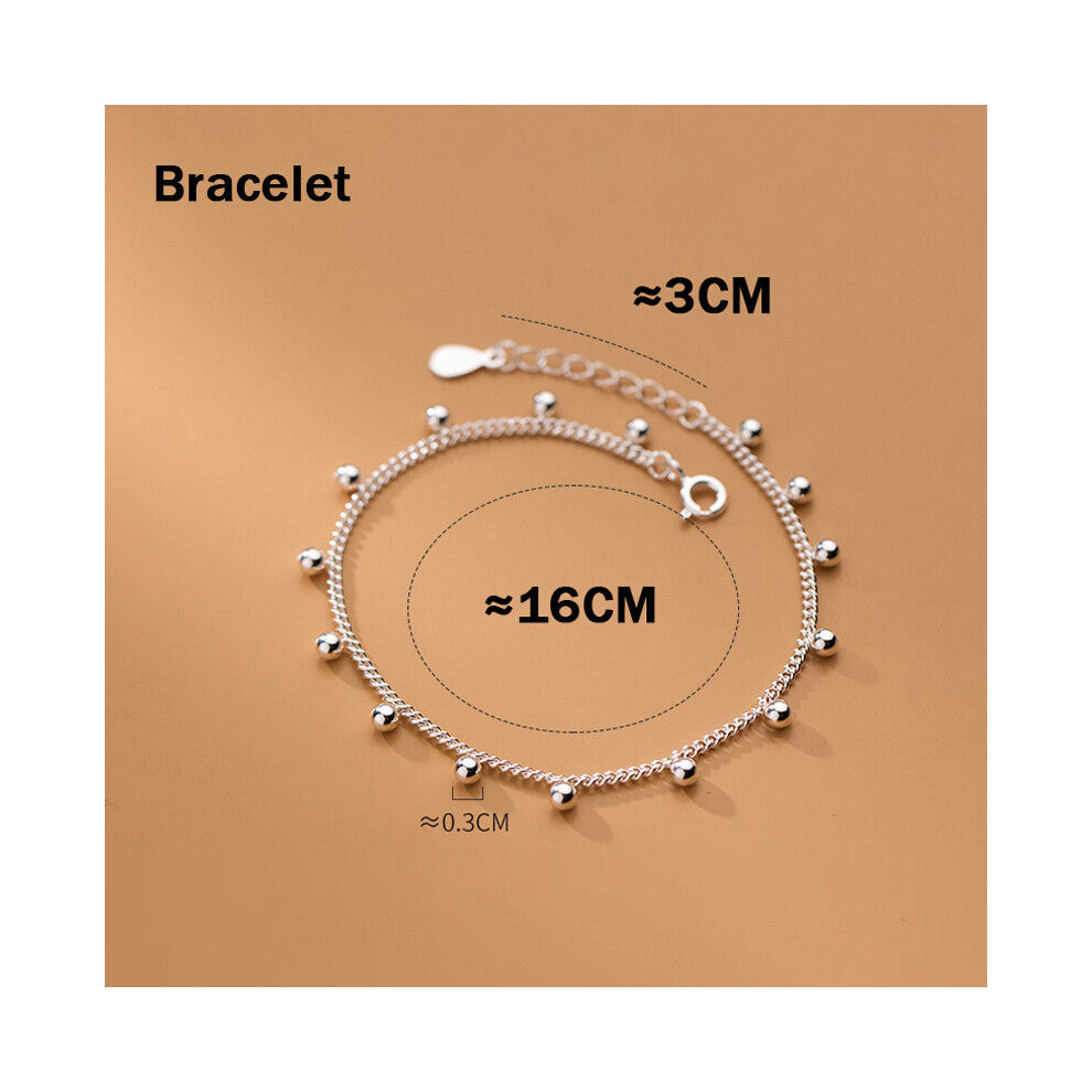 Real 925 Silver Round Beads Ankle Bracelet Woman On The Leg Foot Chain Jewelry Hand Bracelets Accessories