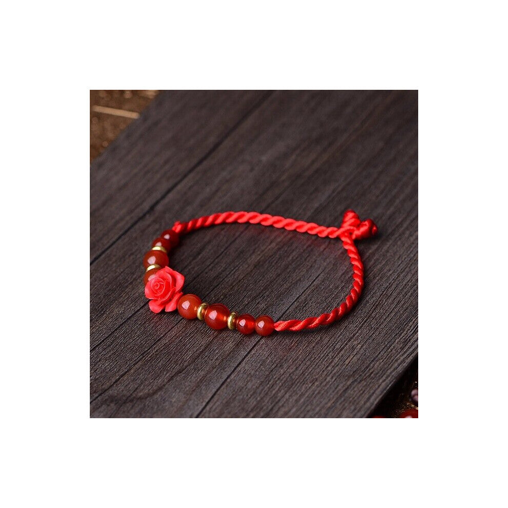 Jade Flower Anklets for Women Stone Natural Men Charm Jewelry Real Amulets Accessories Red Man Charms Carved Gift