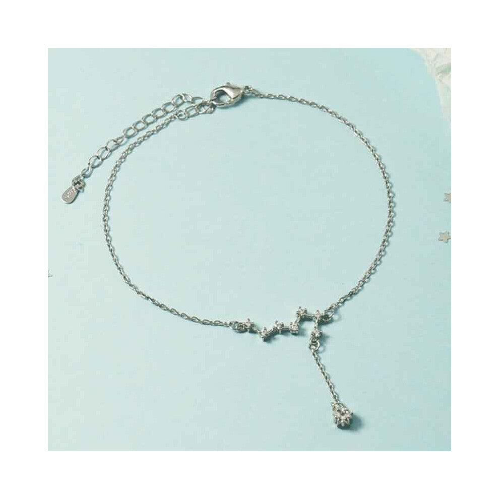 Big Dipper Anklet For Women 925 Sterling Silver Jewelry Glamorous Zircon Star Tassel Anklets Foot Accessories