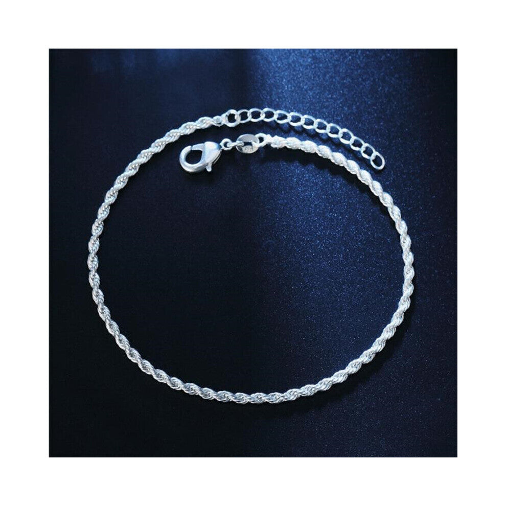 2MM Twist Chain Anklets For Women Jewelry Silver 925 Bracelets For Girl Christmas Party Accessories Female Anklets