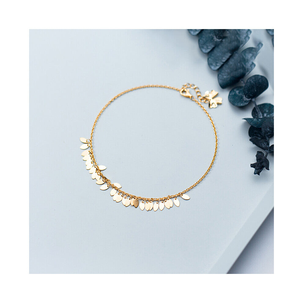 Bracelet On The Leg Anklet For Women Silver 925 Foot Sterling Jewelry Female Glossy Oval Light Piece Temperament