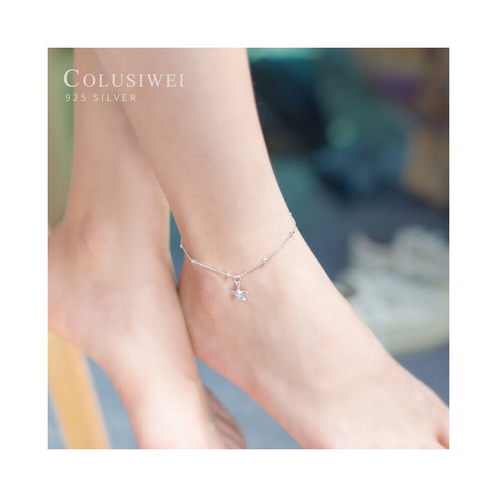 Colusiwei Summer Starfish Bell Silver Bracelet for Leg 925 Sterling Silver Anklets for Women Female Jewelry Accessories
