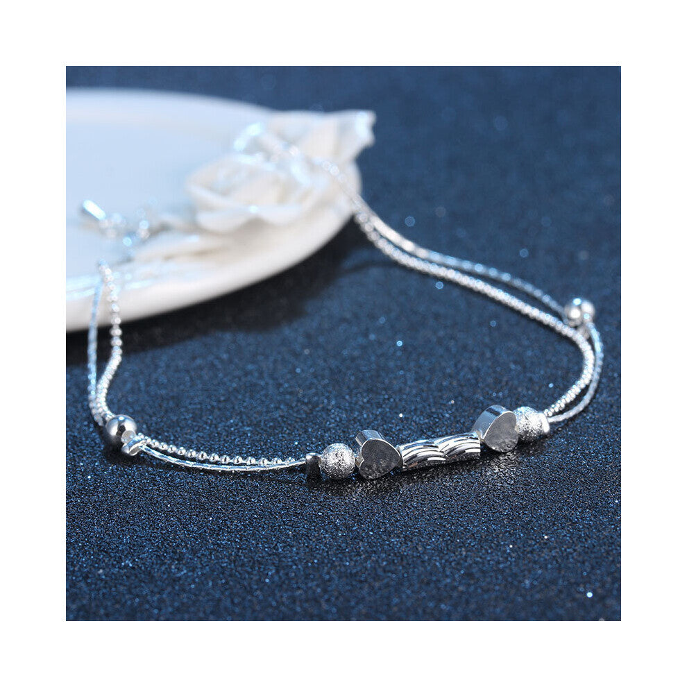 Glossy Round Beads Lucky Stars Ankle Chain Bracelet 925 Sterling Silver Anklets For Women Jewelry Girl