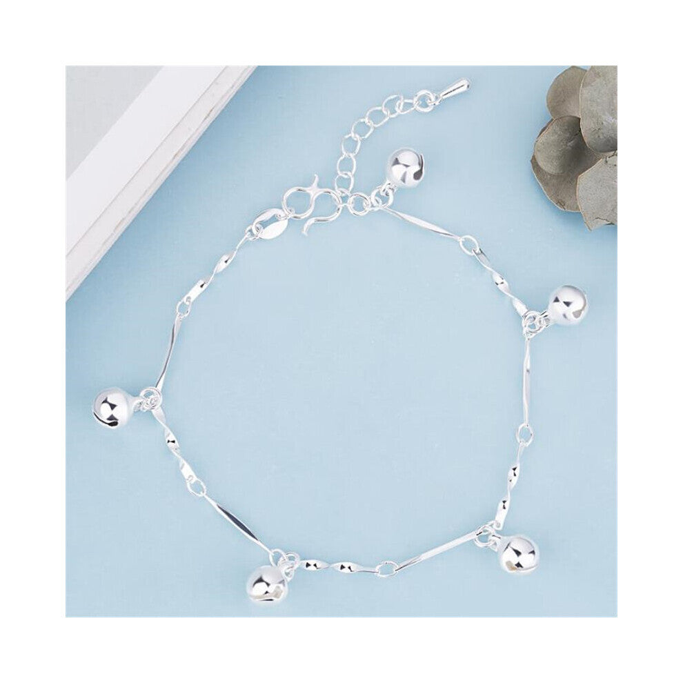 925 Sterling Silver Anklets For Women Small Bells Beach Ankle Bracelet Foot Jewelry Girl Party Accessories