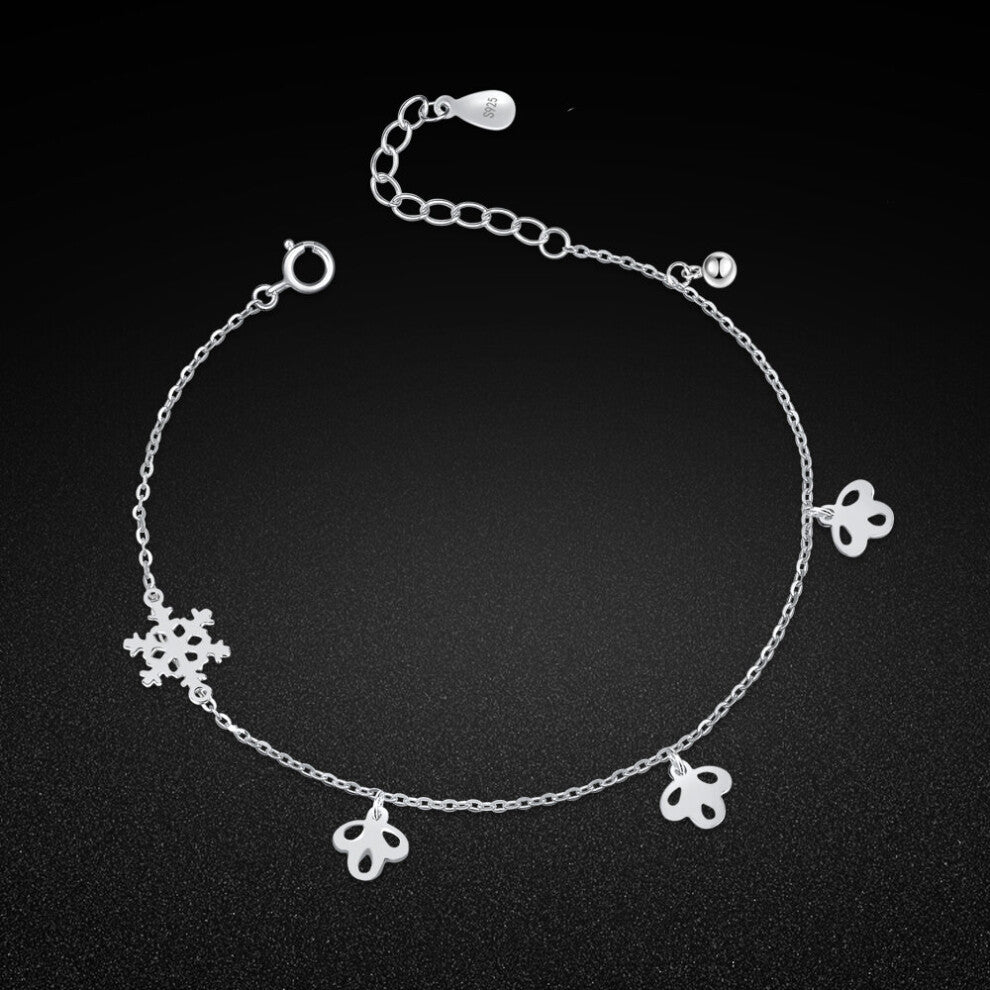 Summer Charm Jewelry Women's 925 Silver Anklet Snowflake Pendant Ankle Silver Chain Beach Accessories Gift