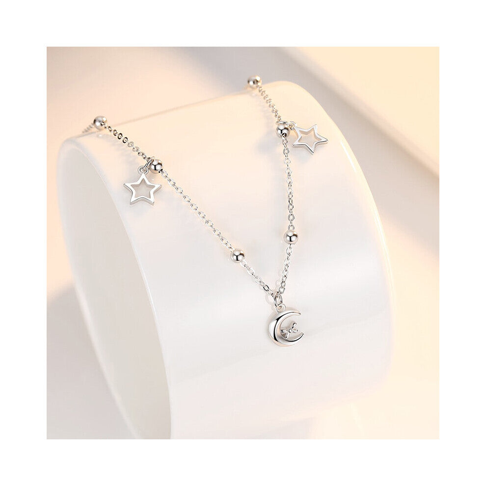925 Sterling Silver Stars And Moon Anklet Ornament For Women Bracelet On The Leg Jewelry Foot Chain Beach Accessories Gift