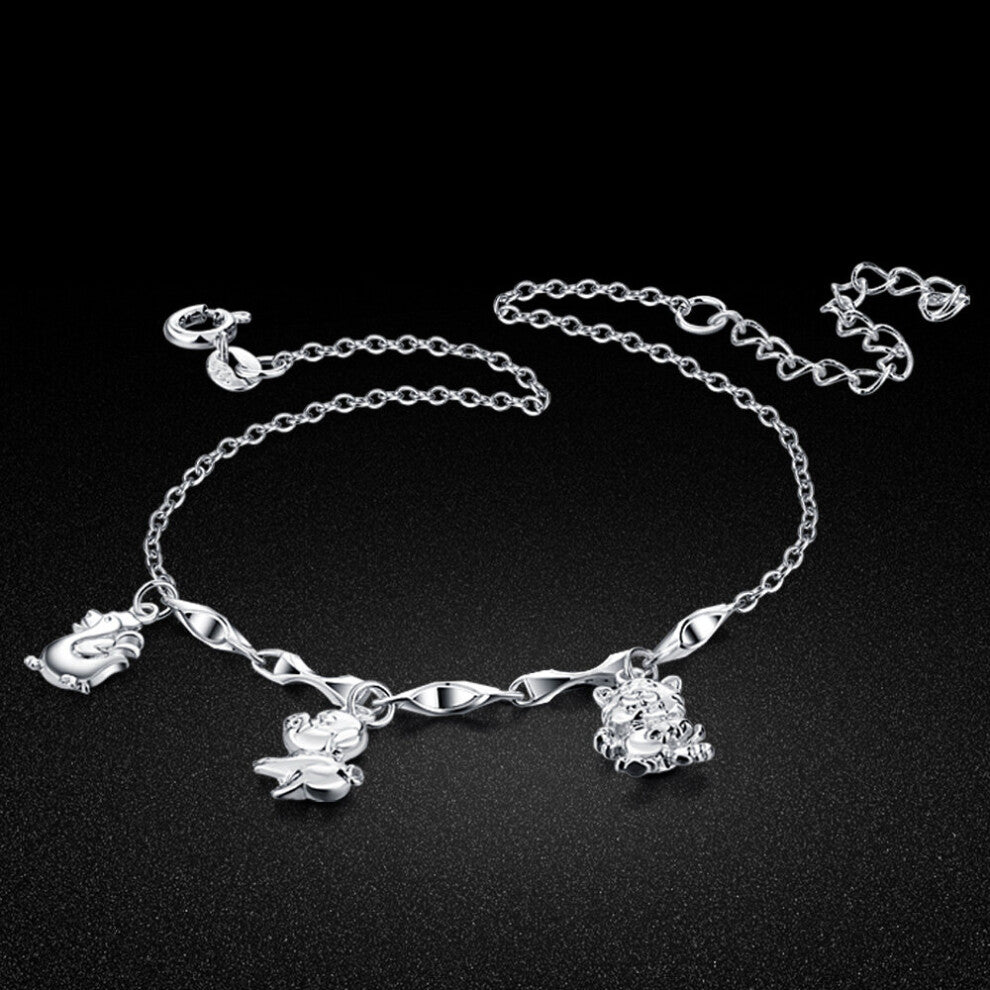 Italian silver women's jewelry 925 sterling silver anklet girl charm ankle pendant bracelet not fade beach accessories