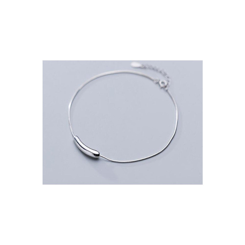 REAL. 925 Sterling Silver Jewelry Glossy Geometric Tube Snakebone Chain ANklet Bracelet GTLS846