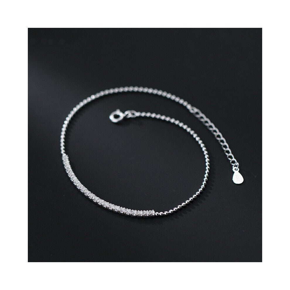 Real 925 Sterling Silver Anklets For Women Zircon Foot Jewelry Beading Accessories Chain Hight Summer