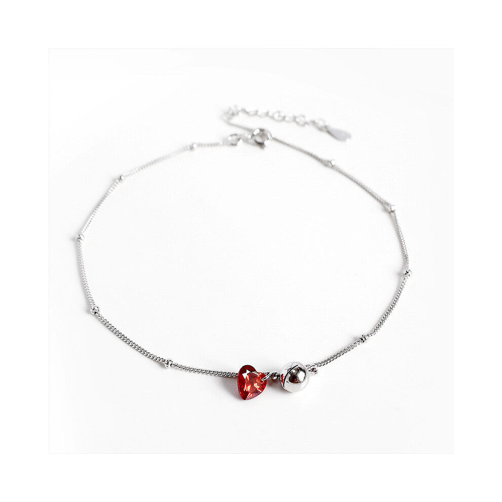 925 Sterling Silver Bell Crystal Anklets for women Girls Charms Barefoot Leg Chain Foot Ankle Bracelet Jewelry Beach Accessories