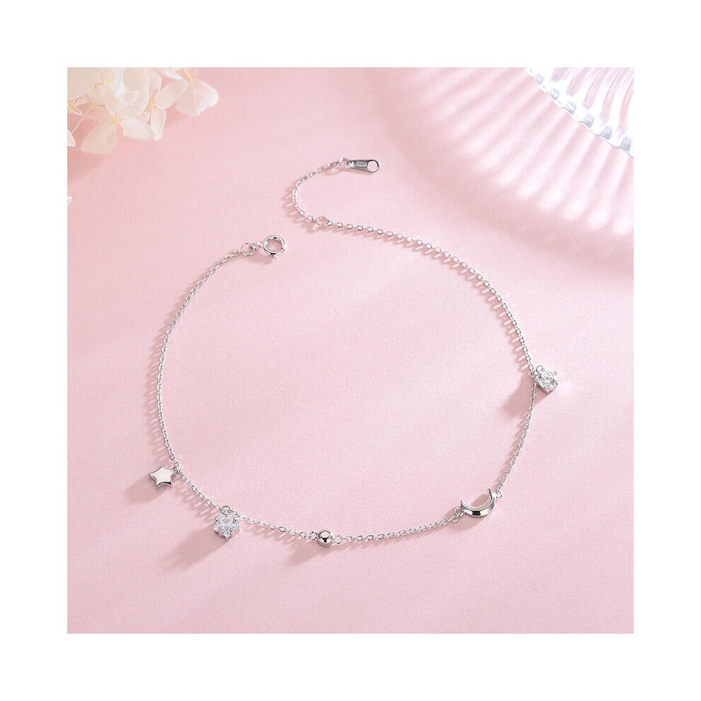 925 Sterling Silver Anklet Moon For Women Ornament Ladies Jewelry Feet Chain Summer Accessories Leg Bracelet Birthday
