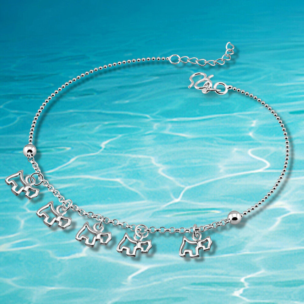 Delicate Lovely 925 Sterling Silver Puppy Anklets For Women Five Dogs Foot Chain Birthday Party Accessories Gift